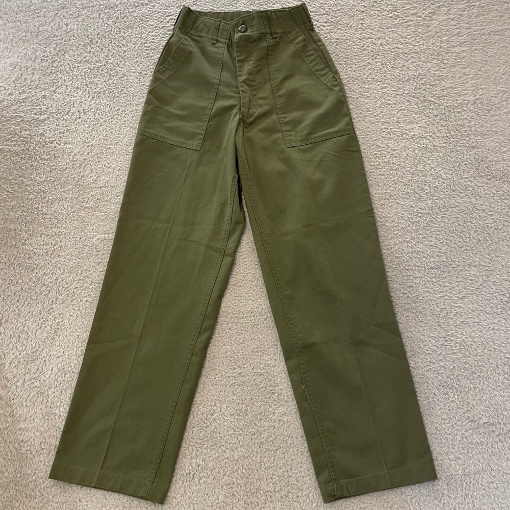 VTG 80s Military OG-507 Utility Trousers Men 24x28 Green Baker Fatigue Pant 1980